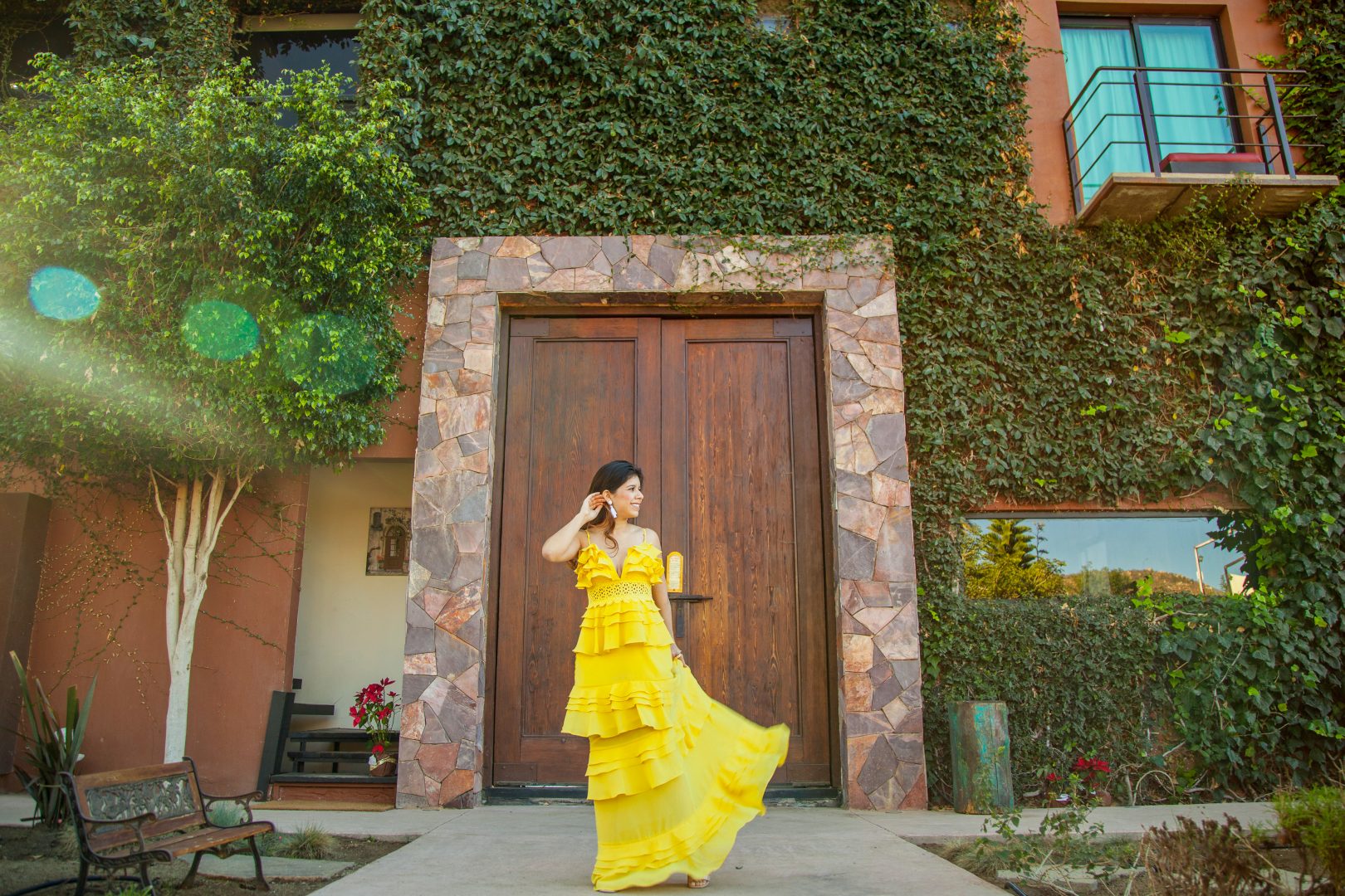 Vanessa Campos Yellow tiered dress glamorous dress